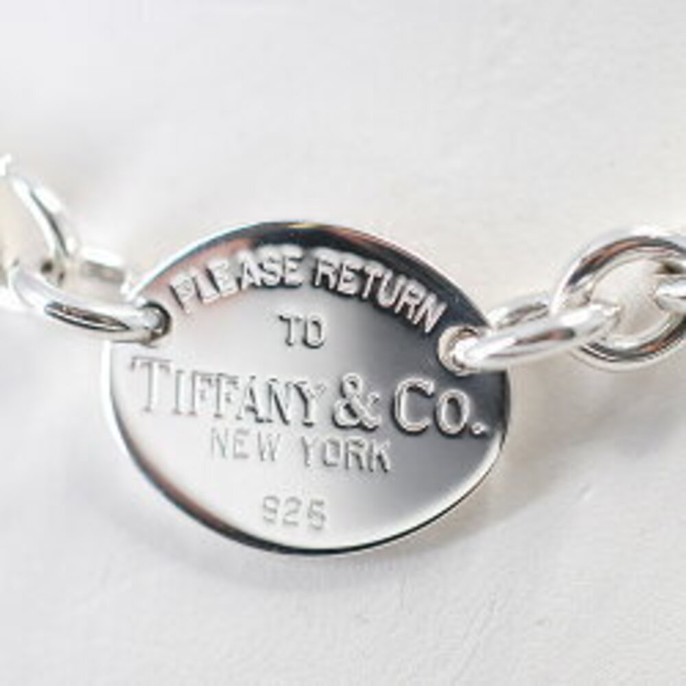 Tiffany Co to oval chain link choker necklace sterling silver Polished